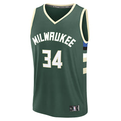 Giannis Antetokounmpo Milwaukee Bucks Fast Break Replica Player Jersey Icon Edition Hunter Green - Fanatics