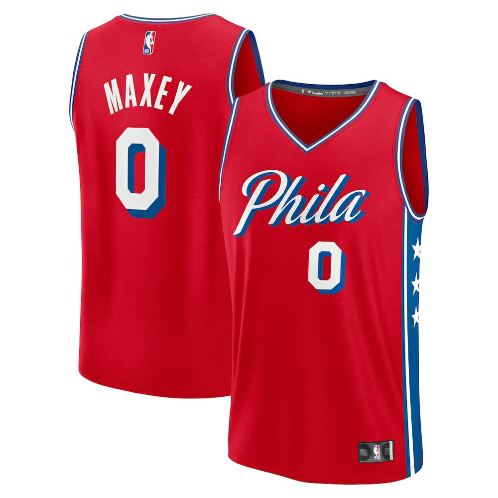 Tyrese Maxey Philadelphia 76ers Fast Break Replica Player Jersey Statement Edition Red - Fanatics