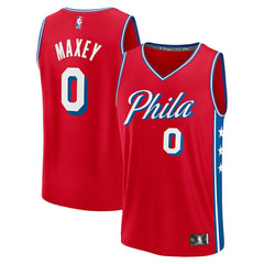 Tyrese Maxey Philadelphia 76ers Fast Break Replica Player Jersey Statement Edition Red - Fanatics
