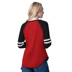 Chicago Bulls G-III 4Her by Carl Banks Women's Winner Waffle Knit Thermal Long Sleeve Tri-Blend T-Shirt Red/Black outlet