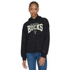 Milwaukee Bucks Tommy Jeans Women's Stella Cropped Pullover Hoodie Black outlet