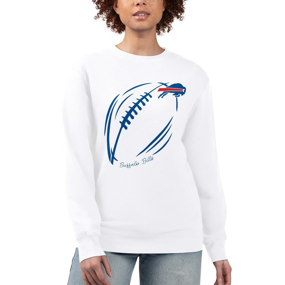 Buffalo Bills G-III 4Her by Carl Banks Women's Football Logo Graphic Fleece Tri-Blend Pullover Sweatshirt - White Pullover