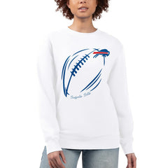 Buffalo Bills G-III 4Her by Carl Banks Women's Football Logo Graphic Fleece Tri-Blend Pullover Sweatshirt - White Pullover