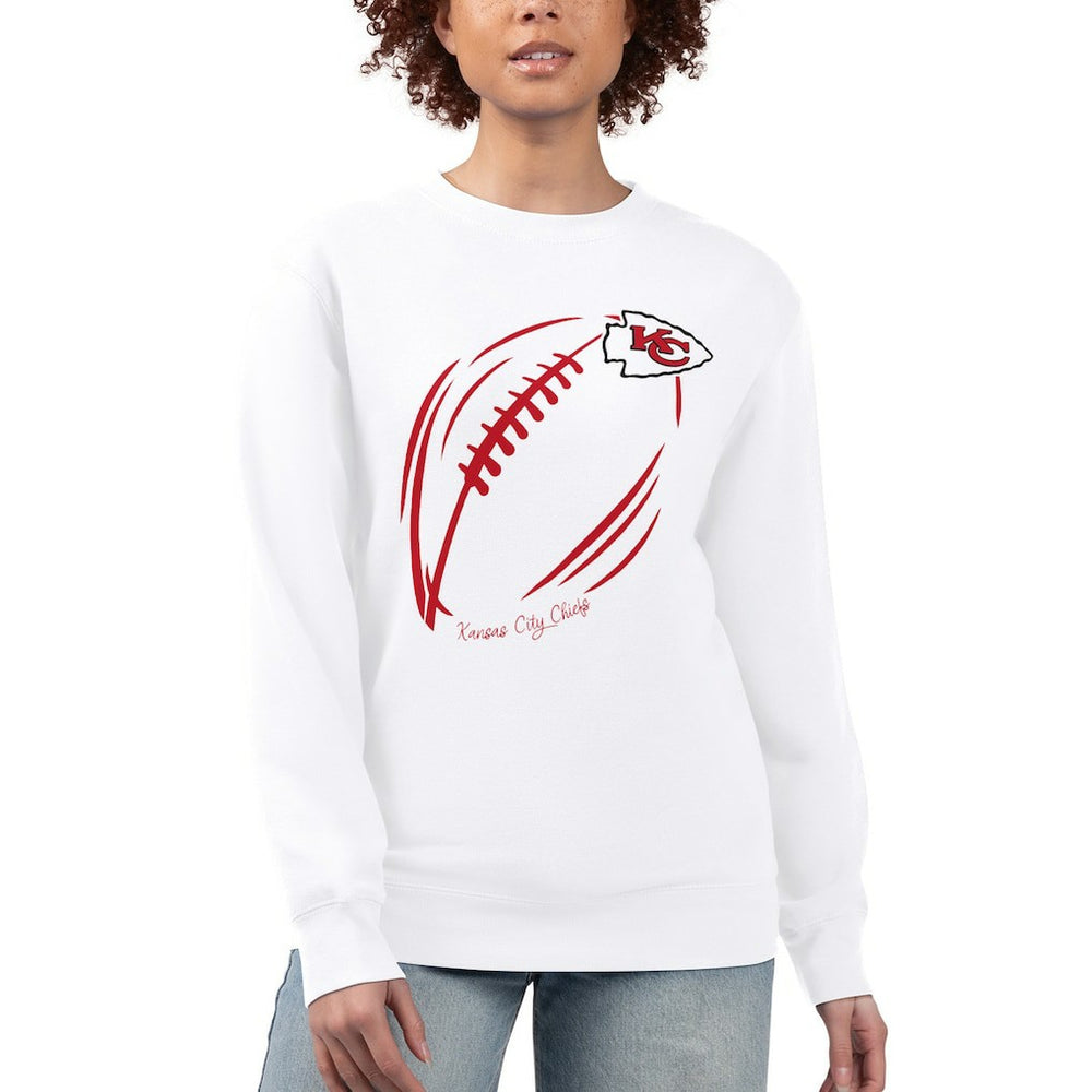 Kansas City Chiefs G-III 4Her by Carl Banks Women's Football Logo Graphic Fleece Tri-Blend Pullover Sweatshirt - White Pullover