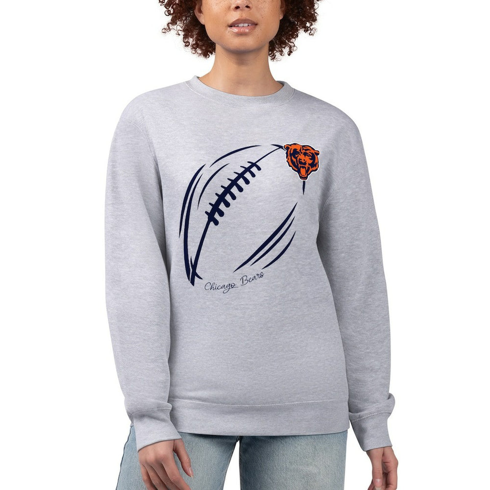 Chicago Bears G-III 4Her by Carl Banks Women's Football Logo Graphic Fleece Tri-Blend Pullover Sweatshirt - Heather Gray Pullover