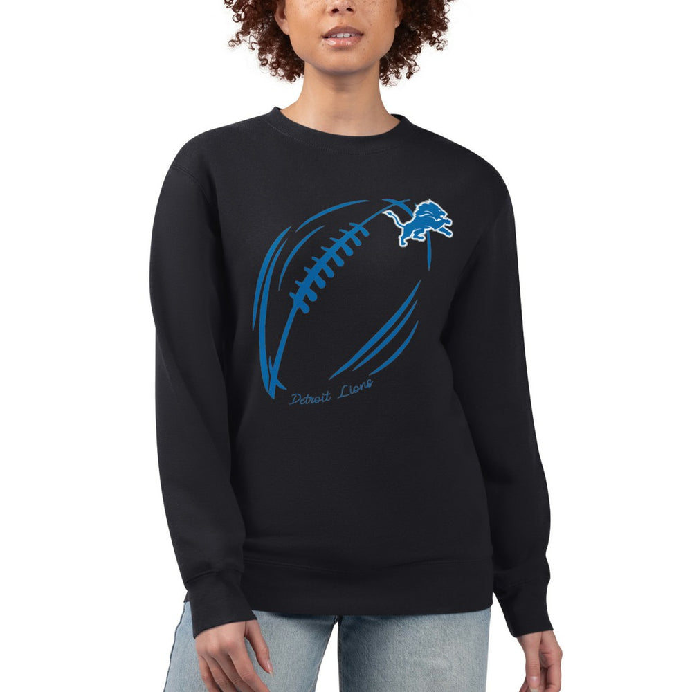 Detroit Lions G-III 4Her by Carl Banks Women's Football Logo Graphic Fleece Tri-Blend Pullover Sweatshirt - Black Pullover