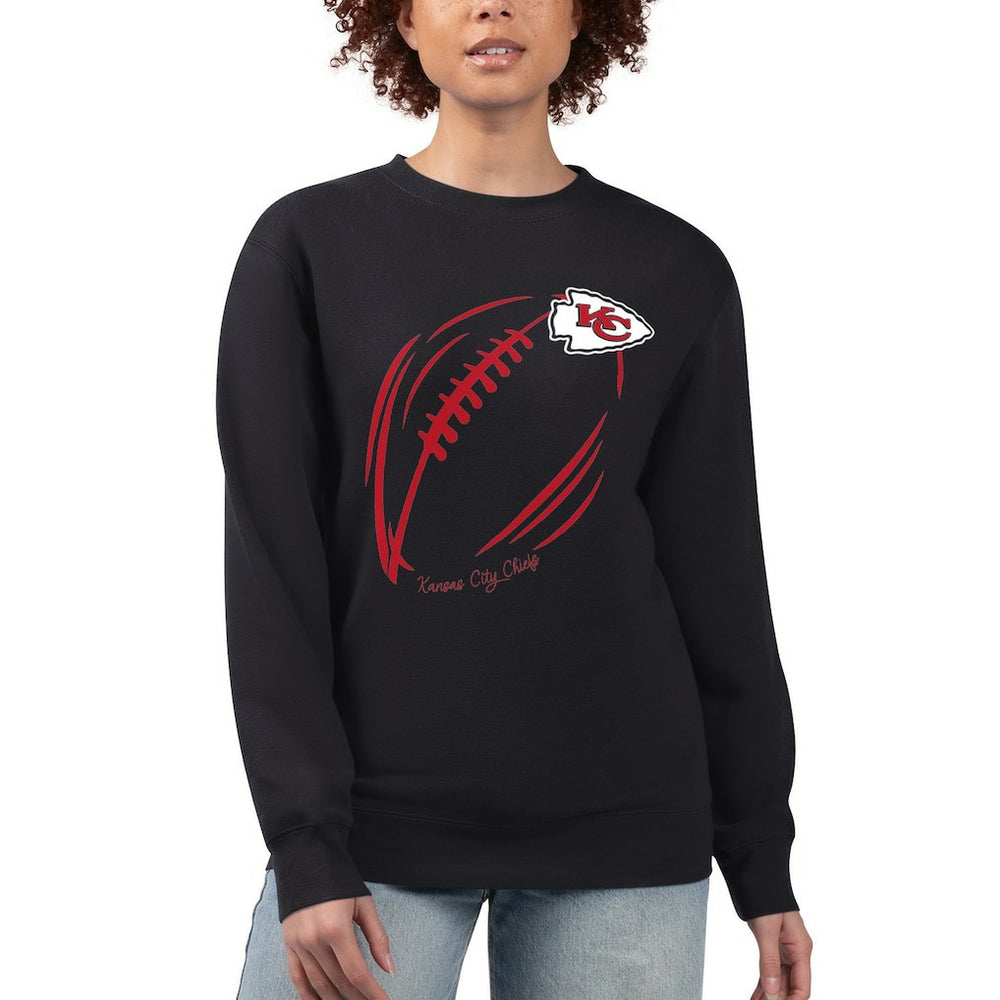 Kansas City Chiefs G-III 4Her by Carl Banks Women's Football Logo Graphic Fleece Tri-Blend Pullover Sweatshirt - Black Pullover