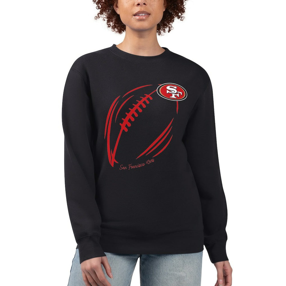 San Francisco 49ers G-III 4Her by Carl Banks Women's Football Logo Graphic Fleece Tri-Blend Pullover Sweatshirt - Black Pullover