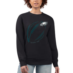 Philadelphia Eagles G-III 4Her by Carl Banks Women's Football Logo Graphic Fleece Tri-Blend Pullover Sweatshirt - Black Pullover