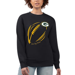 Green Bay Packers G-III 4Her by Carl Banks Women's Football Logo Graphic Fleece Tri-Blend Pullover Sweatshirt - Black Pullover