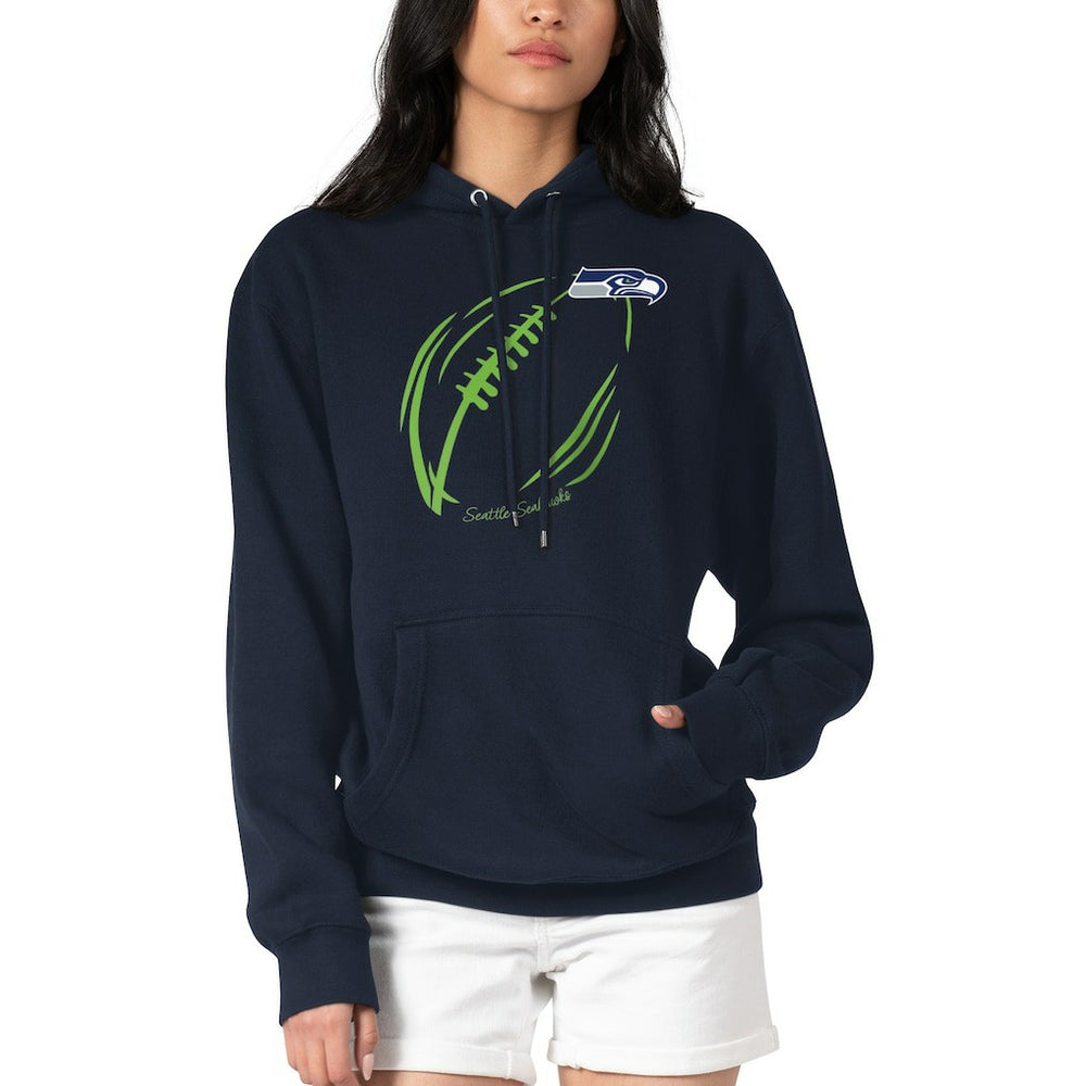 Seattle Seahawks G-III 4Her by Carl Banks Women's Football Logo Fleece Tri-Blend Pullover Hoodie - Navy Hoodies