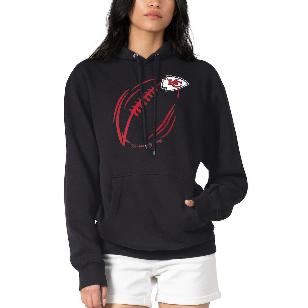 Kansas City Chiefs G-III 4Her by Carl Banks Women's Football Logo Fleece Tri-Blend Pullover Hoodie - Black Hoodies