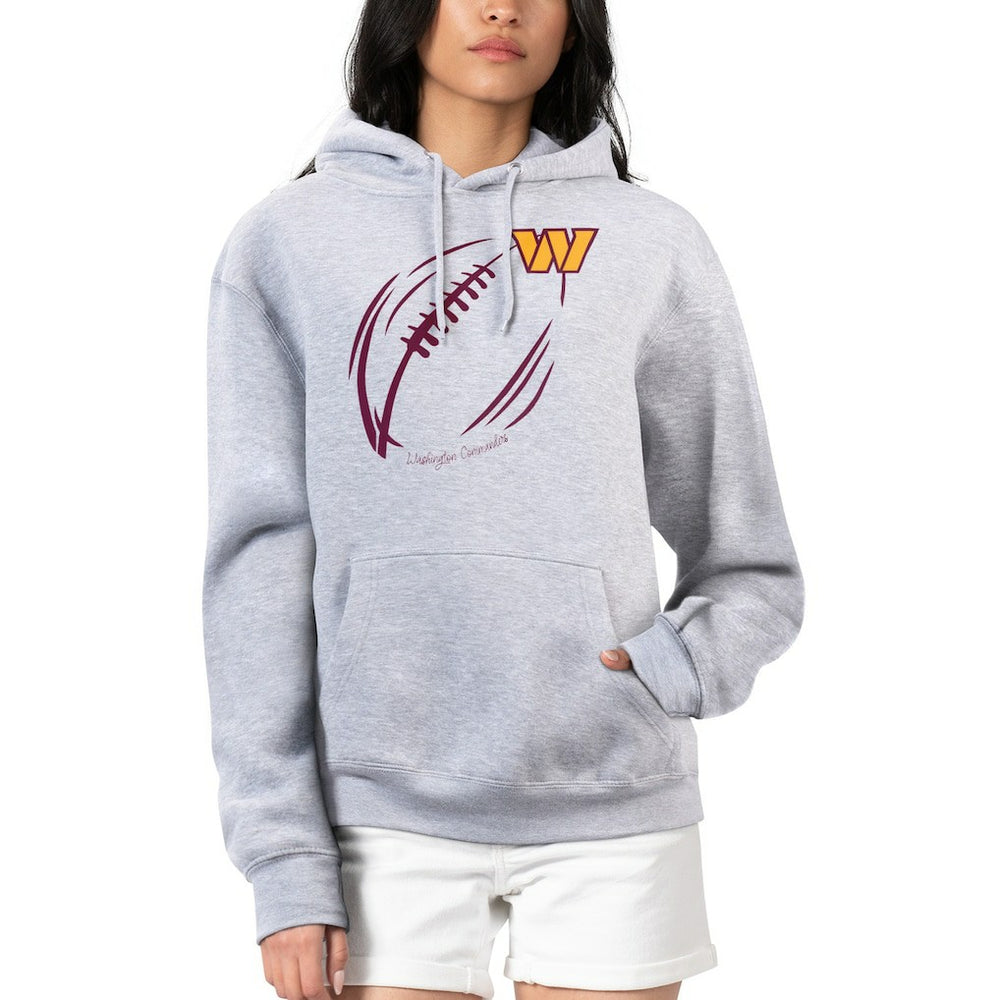 Washington Commanders G-III 4Her by Carl Banks Women's Football Logo Fleece Tri-Blend Pullover Hoodie - Heather Gray Hoodies