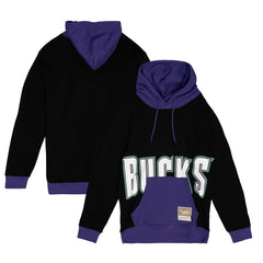 Milwaukee Bucks Hardwood Classics Big Face 5.0 Pullover Hoodie Black - Mitchell & Ness