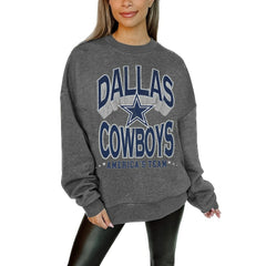 Dallas Cowboys Gameday Couture Women's Oversized Long Weekend Premium Fleece Drop Shoulder Pullover Sweatshirt - Charcoal Pullover