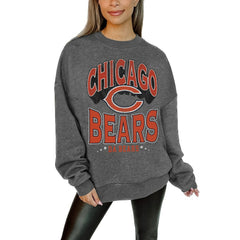 Chicago Bears Gameday Couture Women's Oversized Long Weekend Premium Fleece Drop Shoulder Pullover Sweatshirt - Charcoal Pullover