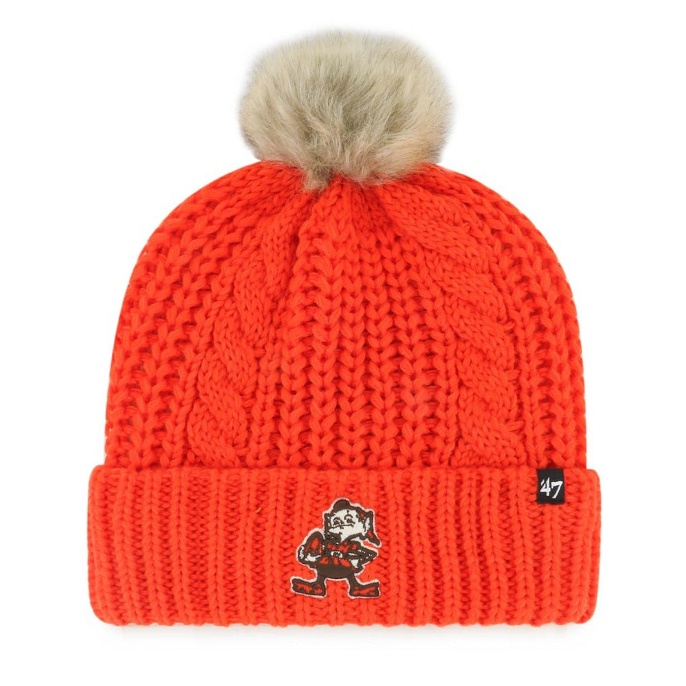 Cleveland Browns '47 Women's Meeko Cuffed Knit Hat with Pom - Orange Hats