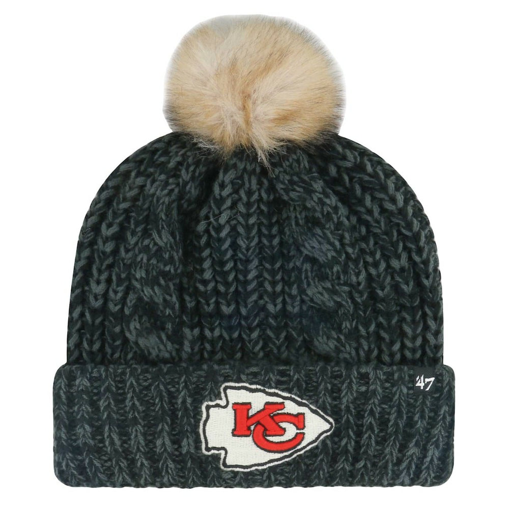 Kansas City Chiefs '47 Women's Meeko Cuffed Knit Hat with Pom - Black Hats