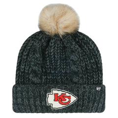 Kansas City Chiefs '47 Women's Meeko Cuffed Knit Hat with Pom - Black Hats
