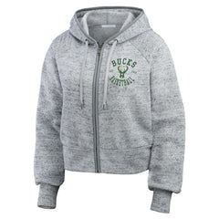 Milwaukee Bucks WEAR by Erin Andrews Women's Speckled Radiator Full-Zip Hoodie Heather Gray