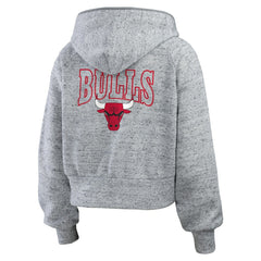 Chicago Bulls WEAR by Erin Andrews Women's Speckled Radiator Full-Zip Hoodie Heather Gray