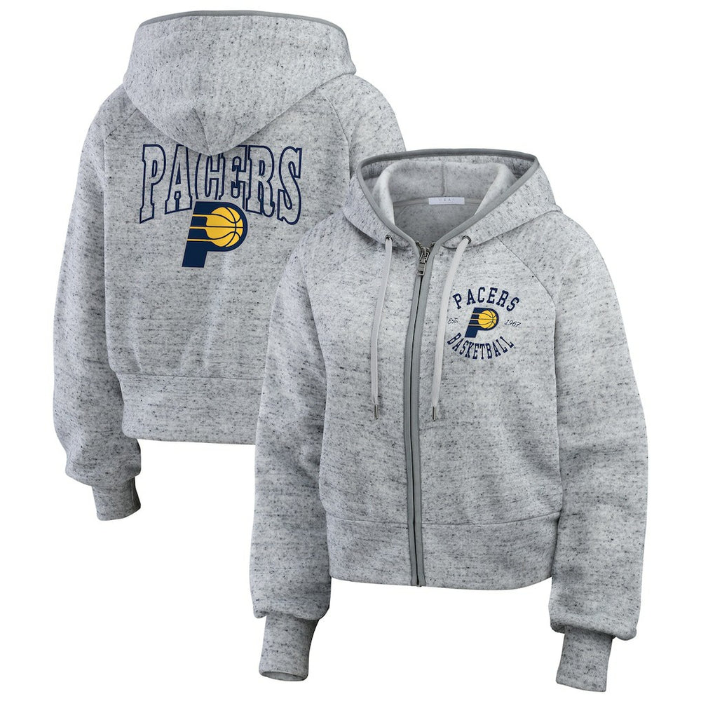 Indiana Pacers WEAR by Erin Andrews Women's Speckled Radiator Full-Zip Hoodie Heather Gray outlet