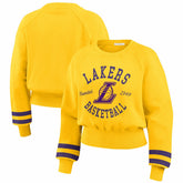 Los Angeles Lakers WEAR by Erin Andrews Women's Vintage Raglan Cropped Pullover Sweatshirt Gold