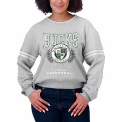 Milwaukee Bucks WEAR by Erin Andrews Women's French Terry Pullover Sweatshirt Heather Gray