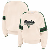 Milwaukee Bucks WEAR by Erin Andrews Women's Stripe Pullover Sweater Cream