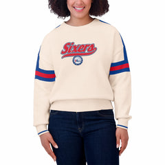 Philadelphia 76ers WEAR by Erin Andrews Women's Stripe Pullover Sweater Cream