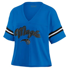 Orlando Magic WEAR by Erin Andrews Women's Color Block Boxy V-Neck T-Shirt Blue outlet
