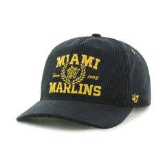 Miami Marlins '47 Laurus Corduroy Hitch Snapback Hat - Black Hats