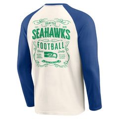 Seattle Seahawks Darius Rucker Collection Raglan Henley Long Sleeve T-Shirt - Cream/Royal T-shirts