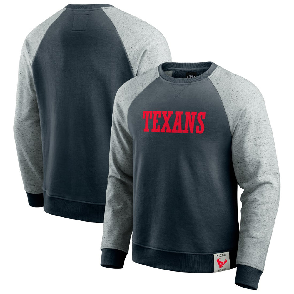 Houston Texans Darius Rucker Collection Colorblock Pullover Sweatshirt - Navy/Heather Gray Pullover
