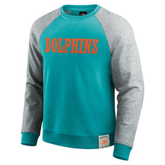 Miami Dolphins Darius Rucker Collection Colorblock Pullover Sweatshirt - Aqua/Heather Gray Pullover