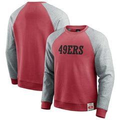 San Francisco 49ers Darius Rucker Collection Colorblock Pullover Sweatshirt - Scarlet/Heather Gray Pullover