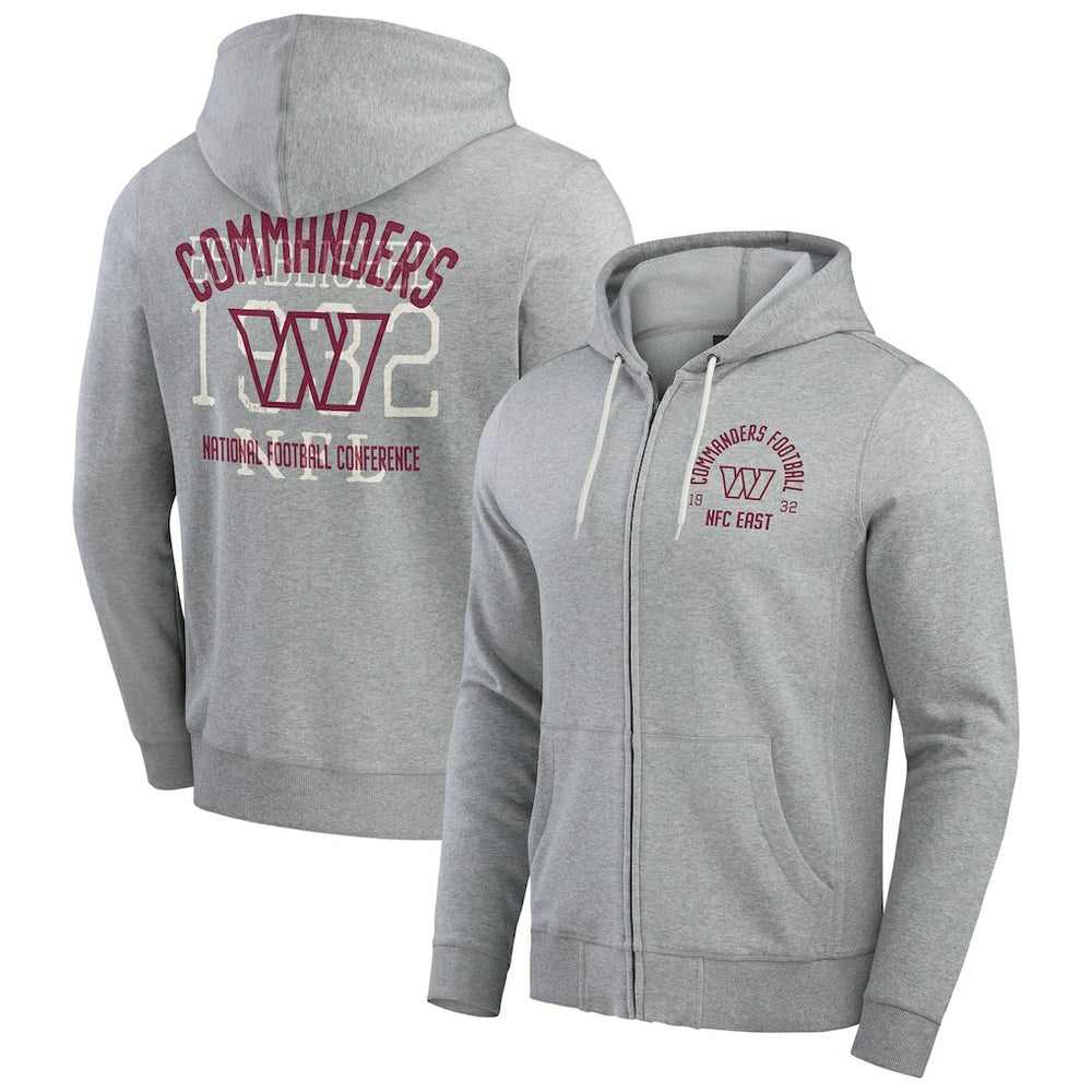 Washington Commanders Darius Rucker Collection Vintage Stripe Full-Zip Hoodie - Heather Gray Hoodies