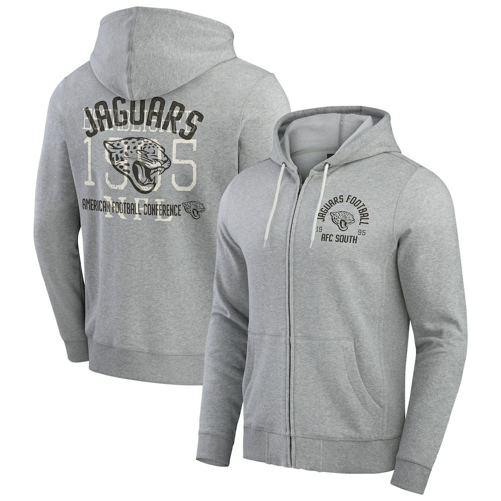 Jacksonville Jaguars Darius Rucker Collection Vintage Stripe Full-Zip Hoodie - Heather Gray Hoodies