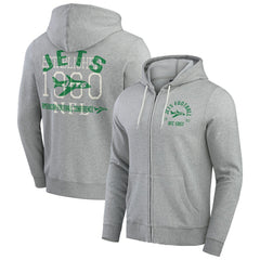 New York Jets Darius Rucker Collection Vintage Stripe Full-Zip Hoodie - Heather Gray Hoodies