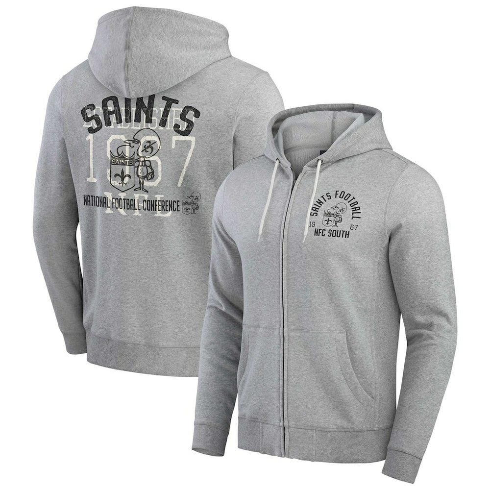New Orleans Saints Darius Rucker Collection Vintage Stripe Full-Zip Hoodie - Heather Gray Hoodies