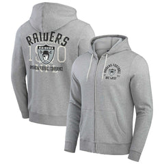 Las Vegas Raiders Darius Rucker Collection Vintage Stripe Full-Zip Hoodie - Heather Gray Hoodies
