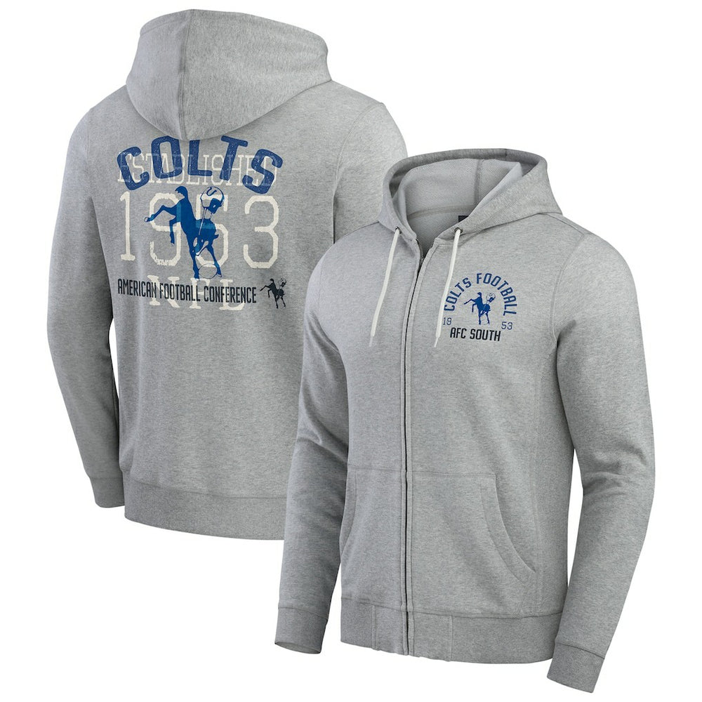 Indianapolis Colts Darius Rucker Collection Vintage Stripe Full-Zip Hoodie - Heather Gray Hoodies