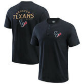 Houston Texans Darius Rucker Collection Washed Henley T-Shirt - Black T-shirts