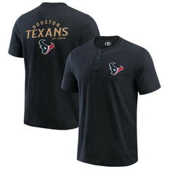 Houston Texans Darius Rucker Collection Washed Henley T-Shirt - Black T-shirts