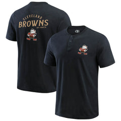 Cleveland Browns Darius Rucker Collection Washed Henley T-Shirt - Black T-shirts