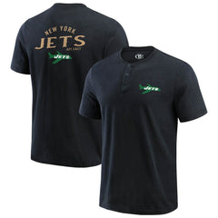 New York Jets Darius Rucker Collection Washed Henley T-Shirt - Black T-shirts
