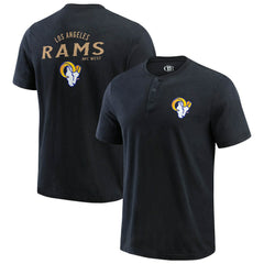 Los Angeles Rams Darius Rucker Collection Washed Henley T-Shirt - Black T-shirts
