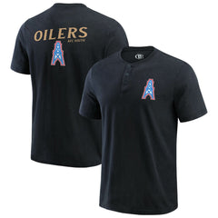 Tennessee Titans Darius Rucker Collection Washed Henley T-Shirt - Black T-shirts
