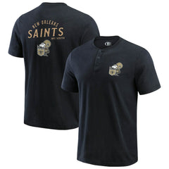 New Orleans Saints Darius Rucker Collection Washed Henley T-Shirt - Black T-shirts