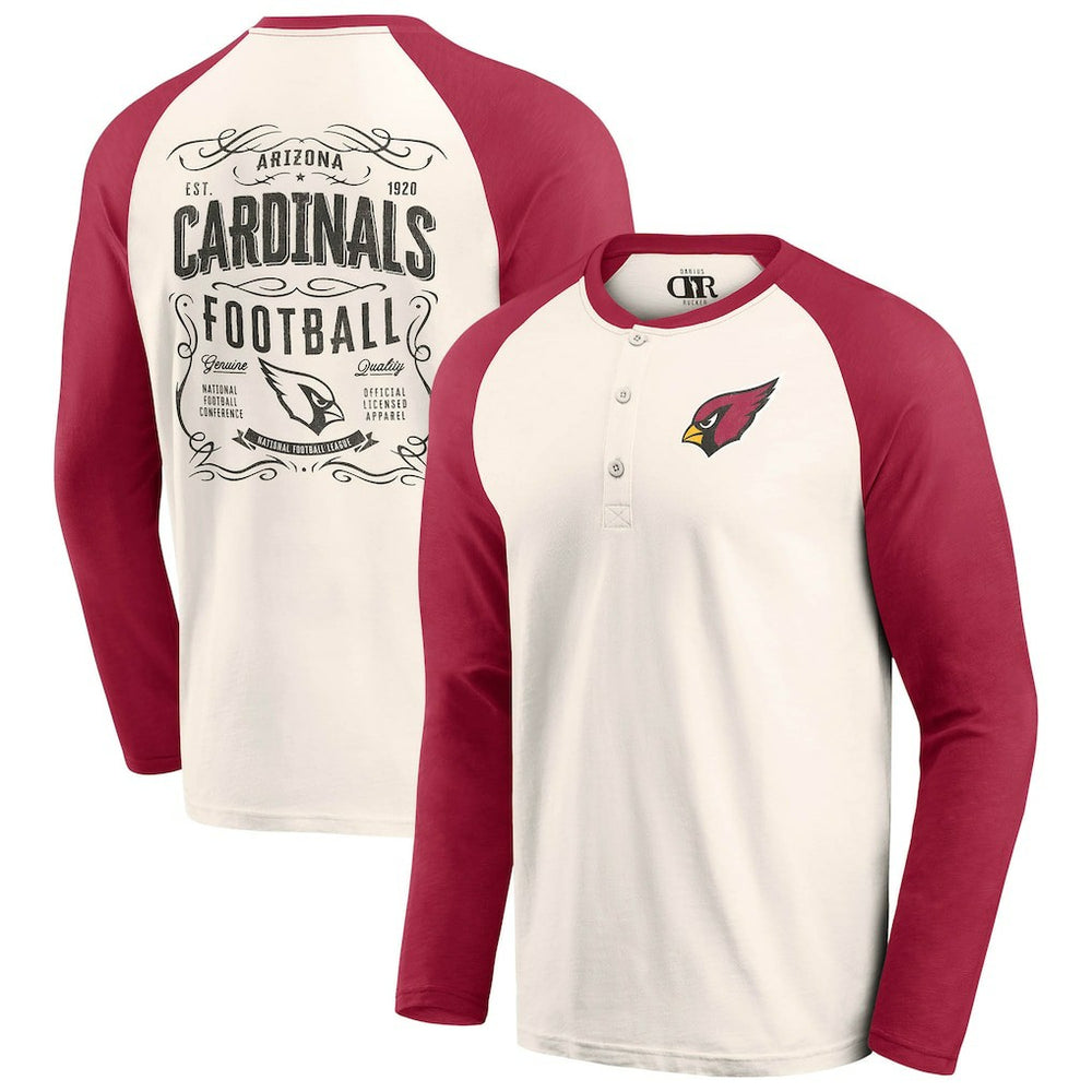 Arizona Cardinals Darius Rucker Collection Raglan Henley T-Shirt - Cream/Cardinal T-shirts